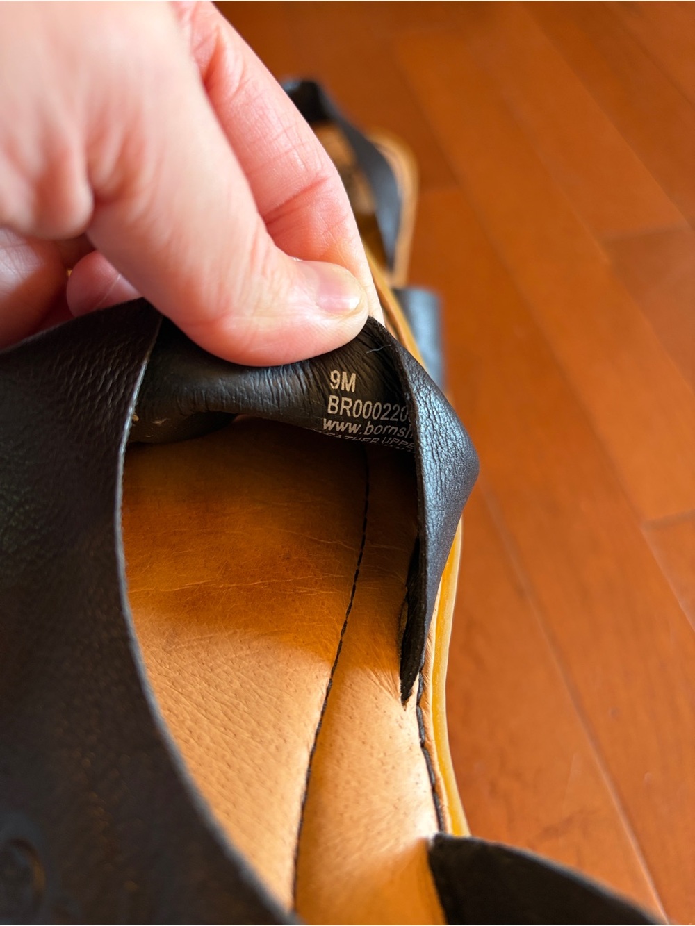 Born Black Leather Slingback Sandals with Tan Footbed - Picture 7 of 7